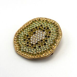 Vintage Carlisle Signed Swarovski Rhinestone Green Gold Kiwi Brooch